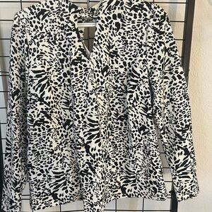 MELLODAY Black and White Patterned Blouse sz large